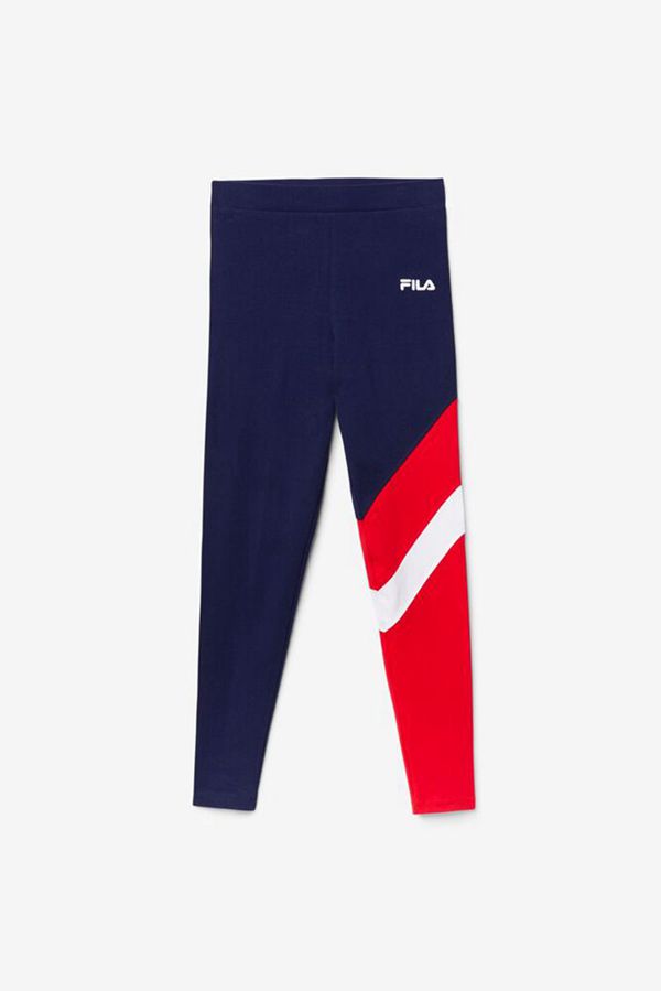 Legging Fila Mulher Azul Marinho/Vermelhas/Branco - Fila Reina High Waisted Workout Portugal Lojas,L